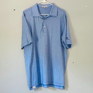 Peter Millar Shirt Mens XL Polo Blue Stripe Cotton The Phoenician Golf Club Logo